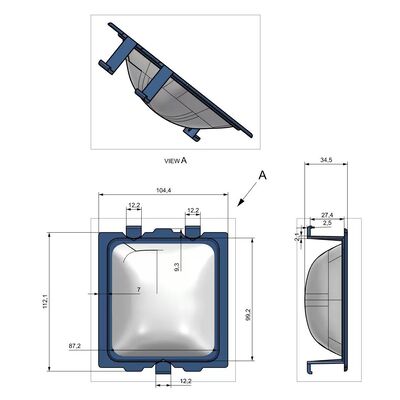 Square Proofer Cup 112.1x104.4x34.5mm with PET Mesh Dough Pocket and Hooks